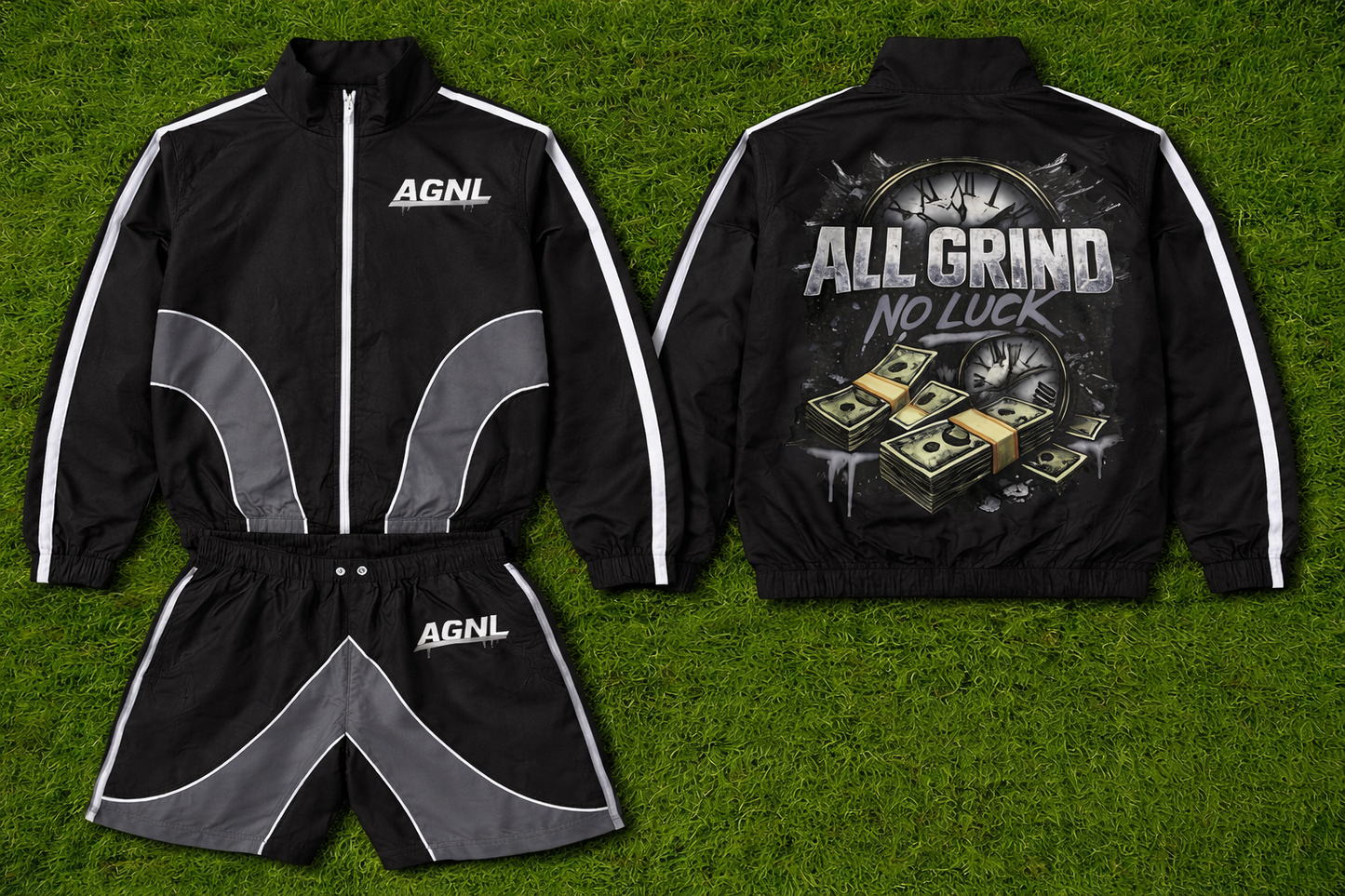 AGNL Black Windbreaker Set